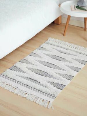 Retro Moroccan Geometric Pattern Cotton and Linen Area Rug with Tassel Handwoven Floor Carpet Rug for Living Room Bedroom 06