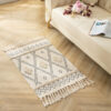 Retro Moroccan Geometric Pattern Cotton and Linen Area Rug with Tassel Handwoven Floor Carpet Rug for Living Room Bedroom 11