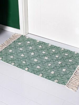 Retro Moroccan Geometric Pattern Cotton and Linen Area Rug with Tassel Handwoven Floor Carpet Rug for Living Room Bedroom 13