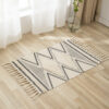 Retro Moroccan Geometric Pattern Cotton and Linen Area Rug with Tassel Handwoven Floor Carpet Rug for Living Room Bedroom 17