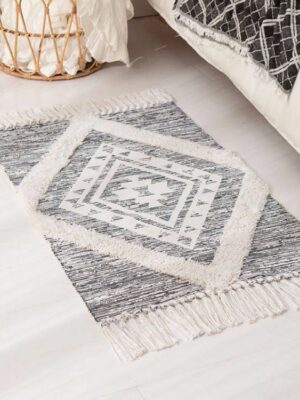 Retro Moroccan Geometric Pattern Cotton and Linen Area Rug with Tassel Handwoven Floor Carpet Rug for Living Room Bedroom 23