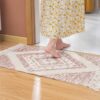 Retro Moroccan Geometric Pattern Cotton and Linen Area Rug with Tassel Handwoven Floor Carpet Rug for Living Room Bedroom 24