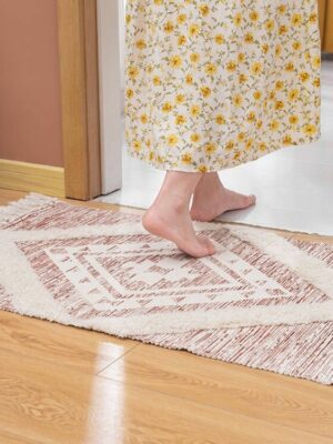 Retro Moroccan Geometric Pattern Cotton and Linen Area Rug with Tassel Handwoven Floor Carpet Rug for Living Room Bedroom 24