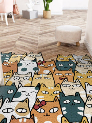 Vertical Version Cuttable Cartoon Cat Party Wear-resistant Dust-removing Anti-slip DoorMat 10