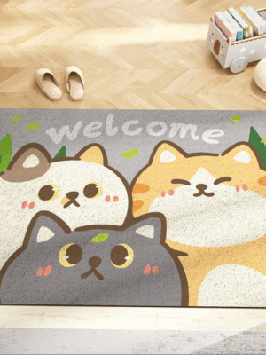 Cute Cat Pets Welcome to My Home Durable Non-slip Mats Cartoon Doormat