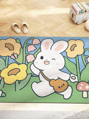 Cute Rubbit Pets Welcome to My Home Durable Non-slip Mats Cartoon Doormat