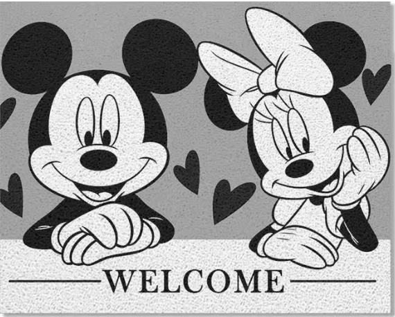 Mickey Black & White Entry Cuttable Silk Loop Dirt Resistant Non-Slip Household Floor Mats 02