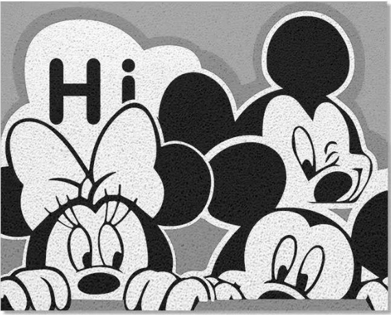 Mickey Black & White Entry Cuttable Silk Loop Dirt Resistant Non-Slip Household Floor Mats 03