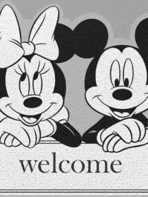 Mickey Black & White Entry Cuttable Silk Loop Dirt Resistant Non-Slip Household Floor Mats 04
