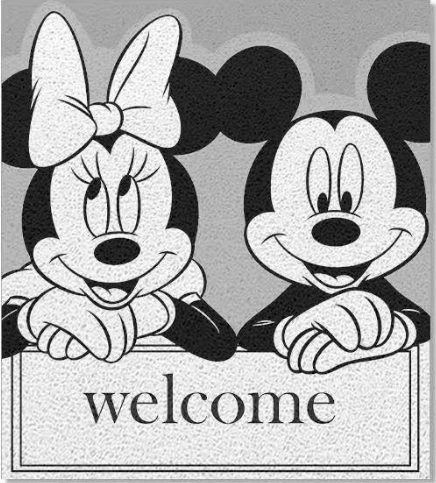 Mickey Black & White Entry Cuttable Silk Loop Dirt Resistant Non-Slip Household Floor Mats 04