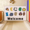 Cute Cartoon WELCOME Entry Cuttable Silk Loop Dirt Resistant Non-Slip Household Floor Mats 01