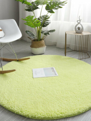 Light Green Simple Round Modern Lambswool Comfy Plush Rugs For Living Room Kids Room Bedroom Bedside Carpet