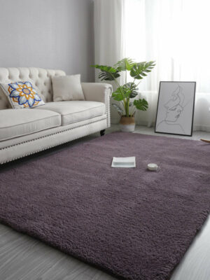 Grey-Purple Simple Modern Plain Comfy Lambs Wool Comfy Plush Rugs For Living RoomBedroom Bedside Carpet