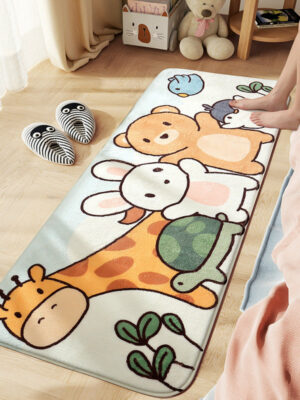 Cute Cartoon Animals Patterned Plush Soft Girls Boys Bedroom Kids Room Bedside Carpet Rugs Runners 01