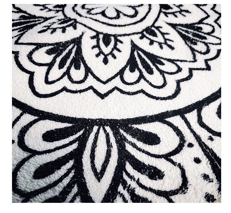 Floral Black and White Carpets Round Rugs for Hall Bedroom Living Room - Image 3