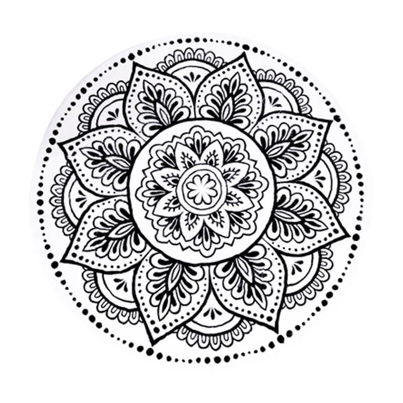 Floral Black and White Carpets Round Rugs for Hall Bedroom Living Room - Image 2