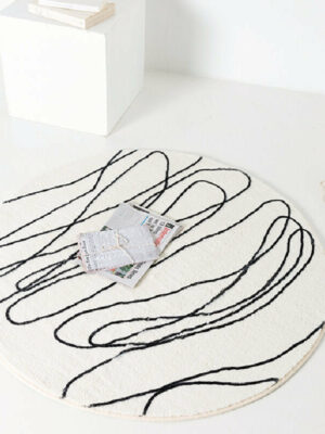 Black Simple Lines Area Carpets for Bedroom Living Room Hall Office