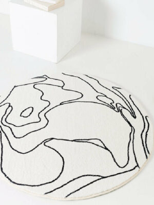 Abstract Black Simple Lines Area Carpets for Bedroom Living Room Hall Office