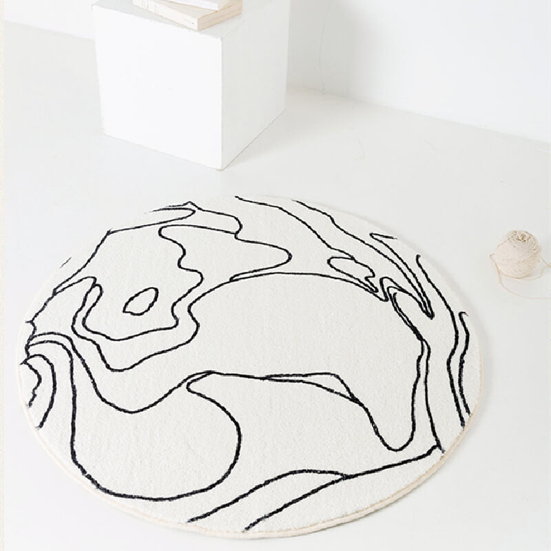 Abstract Black Simple Lines Area Carpets for Bedroom Living Room Hall Office