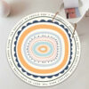 Colorful Lines in Various Styles Pattern Round Faux Cashmere Shaggy Area Rugs For Bedroom Kids Room Bedside Carpets