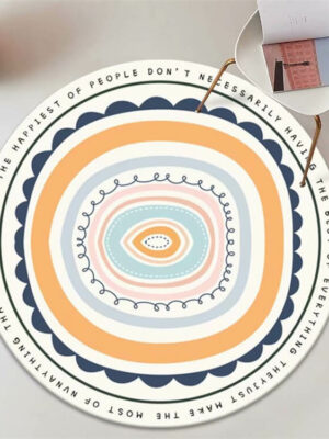 Colorful Lines in Various Styles Pattern Round Faux Cashmere Shaggy Area Rugs For Bedroom Kids Room Bedside Carpets