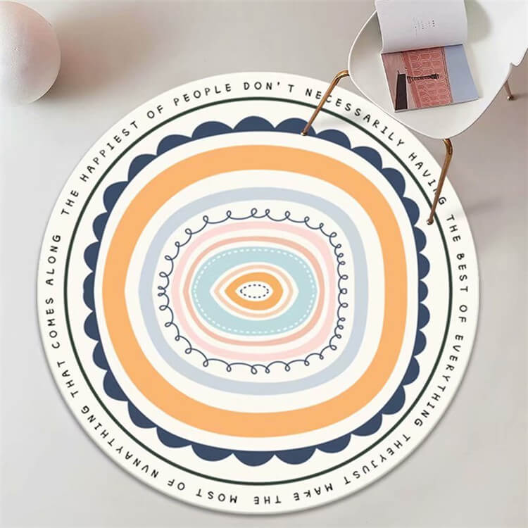 Colorful Lines in Various Styles Pattern Round Faux Cashmere Shaggy Area Rugs For Bedroom Kids Room Bedside Carpets