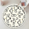 Cartoon Birds Pattern Round Faux Cashmere Shaggy Area Rugs For Bedroom Kids Room Bedside Carpets