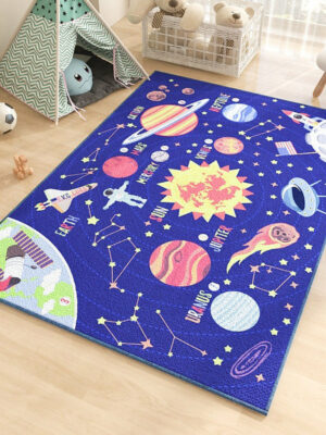 Cartoon Planet Kids Room Living Room Faux Cashmere Sofa Rug Carpet Bedroom Bedside Rug