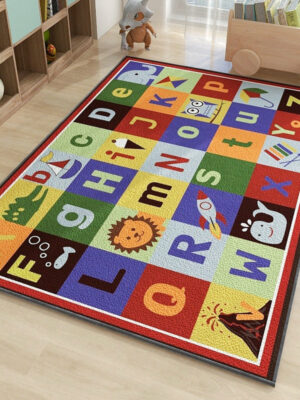 Cartoon Alphabet Chess Board Kids Room Living Room Faux Cashmere Sofa Rug Carpet Bedroom Bedside Rug