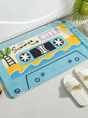 Blue Cartoon Tapes Kids Room Living Room Faux Cashmere Sofa Rug Carpet Bedroom Bedside Rug