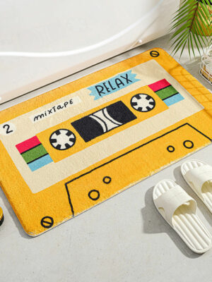 Yellow Cartoon Tapes Kids Room Living Room Faux Cashmere Sofa Rug Carpet Bedroom Bedside Rug