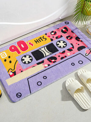 Purple Cartoon Tapes Kids Room Living Room Faux Cashmere Sofa Rug Carpet Bedroom Bedside Rug