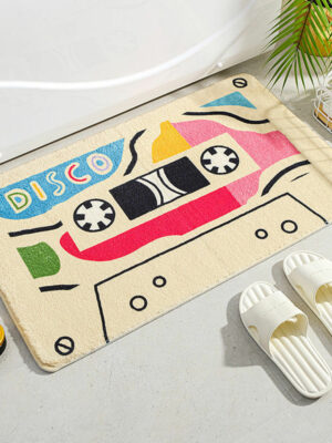 Beige Cartoon Tapes Kids Room Living Room Faux Cashmere Sofa Rug Carpet Bedroom Bedside Rug