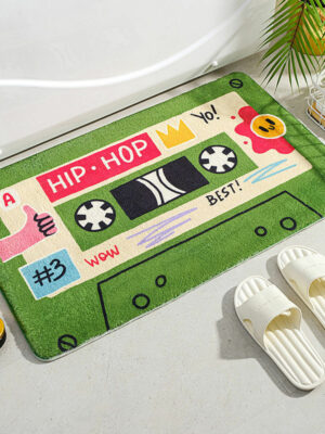 Green Cartoon Tapes Kids Room Living Room Faux Cashmere Sofa Rug Carpet Bedroom Bedside Rug