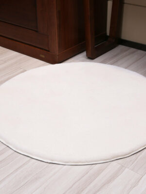 White Round Faux Rabbit Fur Solid Colour Shaggy Comfy Rugs For Living Room Nursery Bedroom Bedside Rugs Floor Mats