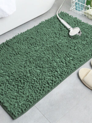 Dark Green Chenille Luxury Super Thick Soft Shaggy Bath Mats Doormat for Bathroom