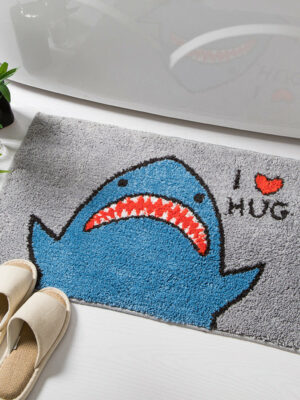 Cartoon Cute Shark Patterned Entryway Doormat Rugs Kitchen Bathroom Anti-skip Mats