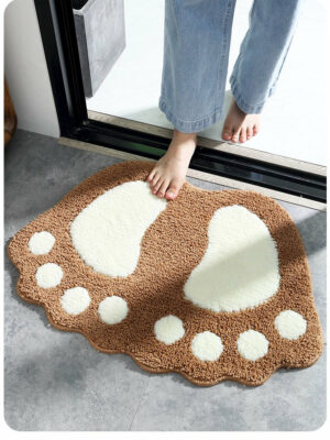 Brown Feet Shape Girl's Bedroom Kids Room Bedside Floor Mat Bathroom Entryway Anti-slip Doormat Rugs