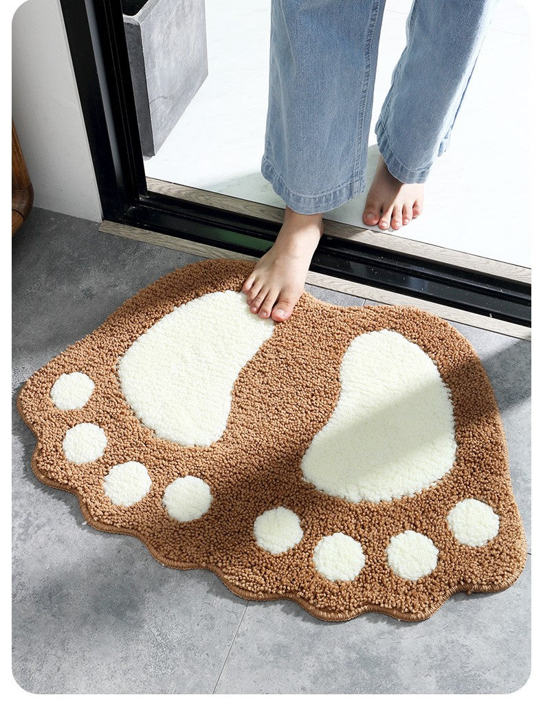 Brown Feet Shape Girl's Bedroom Kids Room Bedside Floor Mat Bathroom Entryway Anti-slip Doormat Rugs