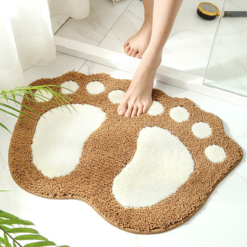 Brown Feet Shape Girl's Bedroom Kids Room Bedside Floor Mat Bathroom Entryway Anti-slip Doormat Rugs - Image 2