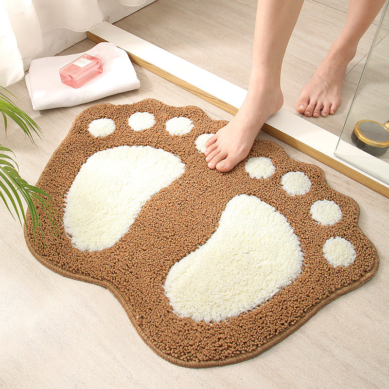 Brown Feet Shape Girl's Bedroom Kids Room Bedside Floor Mat Bathroom Entryway Anti-slip Doormat Rugs - Image 4