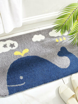 Blue Whale Patterned Entryway Doormat Rugs Kitchen Bathroom Anti-slip Mats