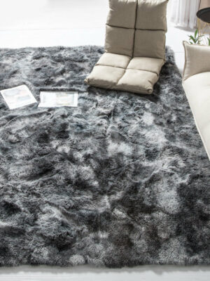 Gradient Dark Grey Colour Modern Plain Carpet Bedroom Living Room Sofa Rugs Soft Plush Shaggy Rugs
