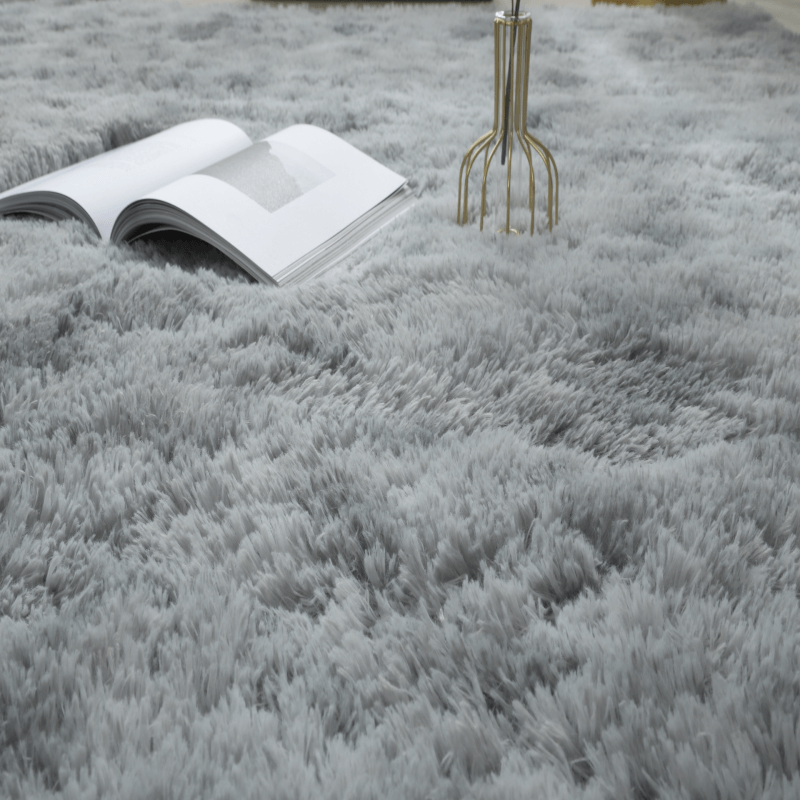 Gradient Light Grey Colour Modern Plain Carpet Bedroom Living Room Sofa Rugs Soft Plush Shaggy Rugs - Image 4