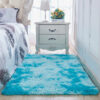 Gradient Light Blue Colour Modern Plain Carpet Bedroom Living Room Sofa Rugs Soft Plush Shaggy Rugs