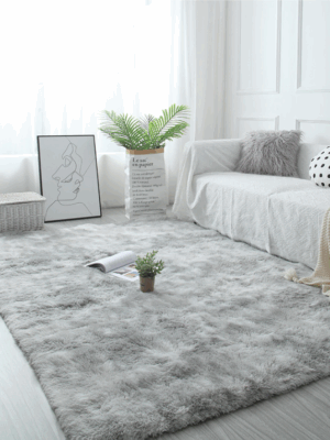 Gradient Light Grey Colour Modern Plain Carpet Bedroom Living Room Sofa Rugs Soft Plush Shaggy Rugs