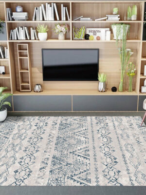 Blue Modern Moroccan Patterned Striped Non-slip Sofa Rug Table Rug Area Rugs Customizable