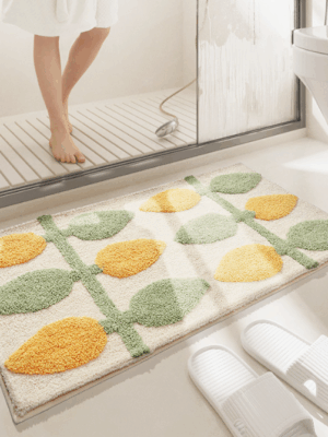 Colorful Lemon Patterned Entryway Doormat Rugs Kitchen Bathroom Anti-slip Mats