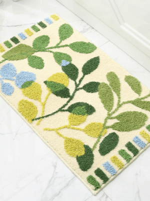 Extra Soft Flocking Bath Mats Absorbent Non-Slip Bathroom Rugs Leaves 05