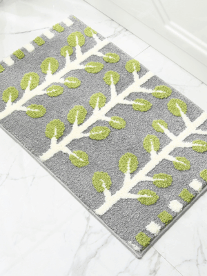 Extra Soft Flocking Bath Mats Absorbent Non-Slip Bathroom Rugs Leaves 07
